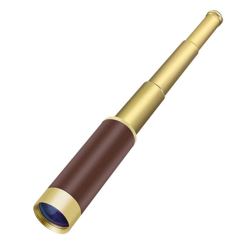 Aubric Pirate Monocular Telescope for Kids & Adults, Handheld Collapsible Brass Telescope 25x30 Zoomable Portable Pirate Spyglass for Cruise Ship Travel Watching Games Hiking Hunting and More - Image 1